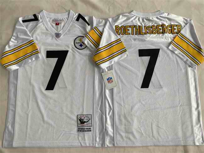 Men's Pittsburgh Steelers #7 Ben Roethlisberger White Stitched Football Jersey